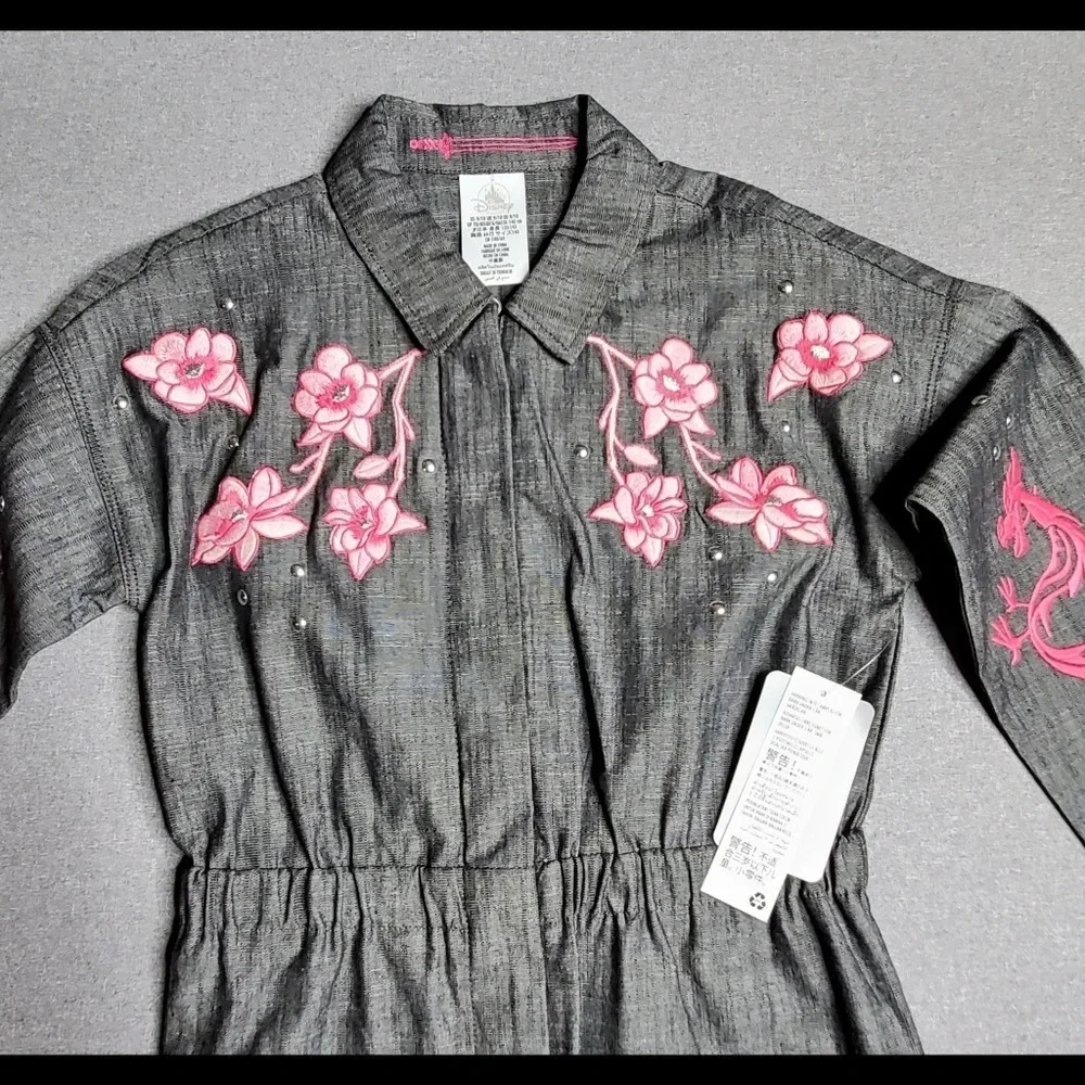 Disney Mulan Pink‎ Floral Embroidered Jumpsuit